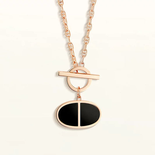 [⭐Maelin]CHAINE VERSO BLACK CERAMIC NECKLACE