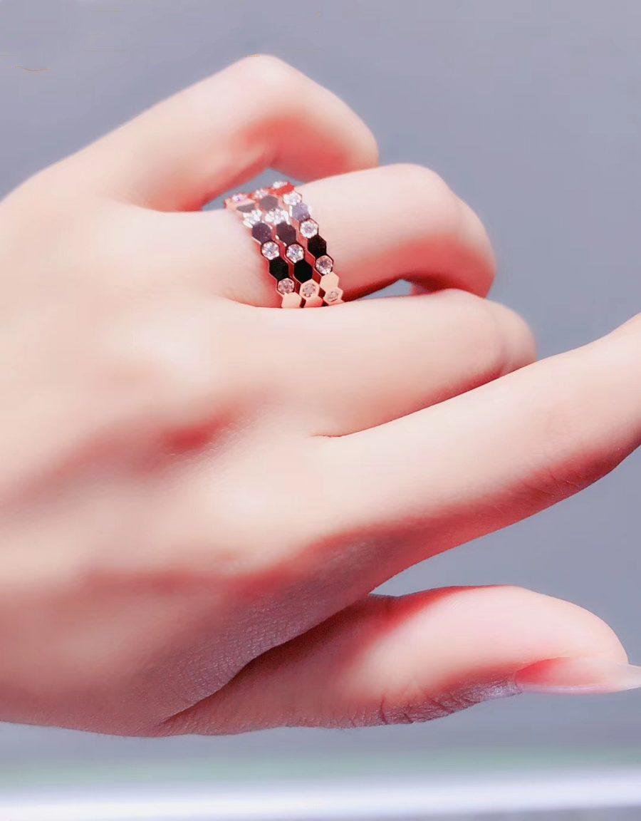 [⭐Maelin]BEE LOVE RING PINK GOLD DIAMOND