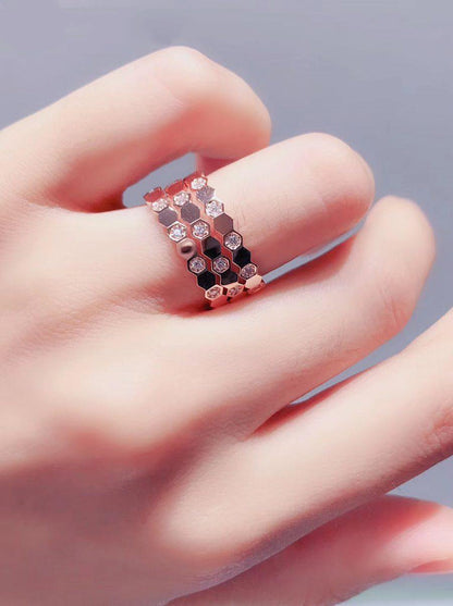 [⭐Maelin]BEE LOVE RING PINK GOLD DIAMOND