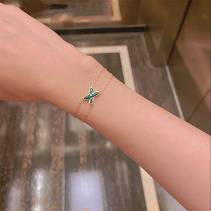 [⭐Maelin]JEUX BRACELET MALACHITE PINK GOLD 1 DIAMOND