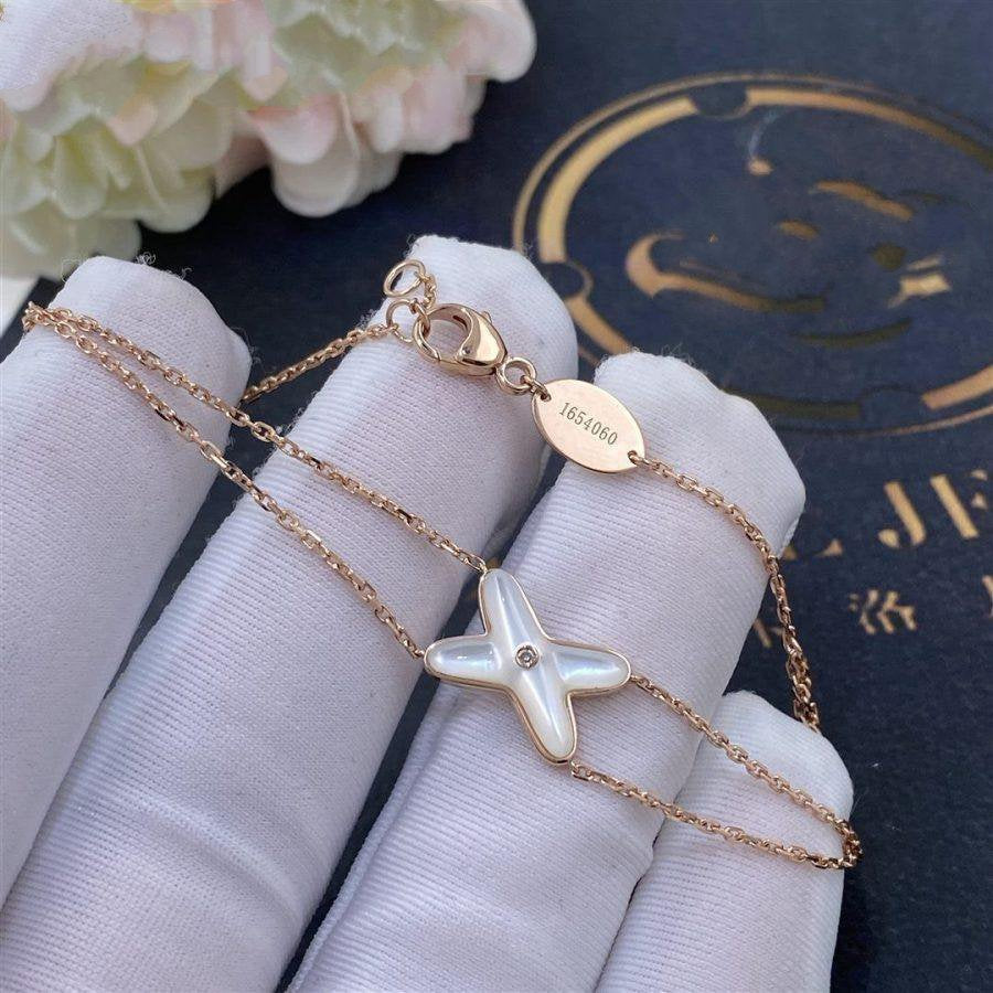 [⭐Maelin]JEUX BRACELET WHITE MOP PINK GOLD 1 DIAMOND