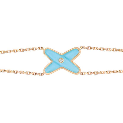 [⭐Maelin]JEUX BRACELET TURQUOISE PINK GOLD 1 DIAMOND