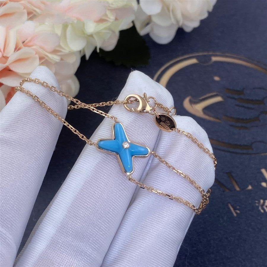 [⭐Maelin]JEUX BRACELET TURQUOISE PINK GOLD 1 DIAMOND