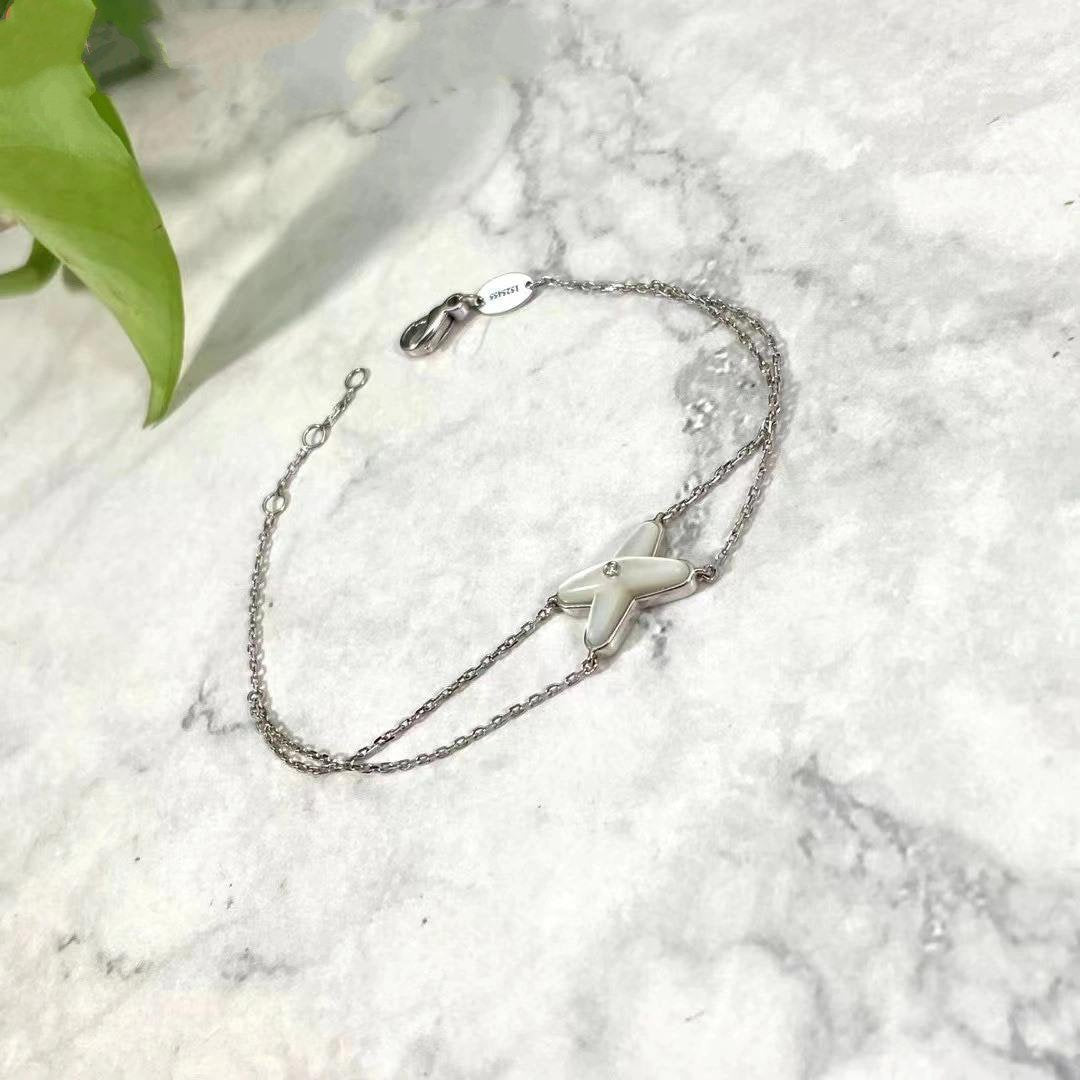 [⭐Maelin]JEUX BRACELET WHITE MOP SILVER 1 DIAMOND