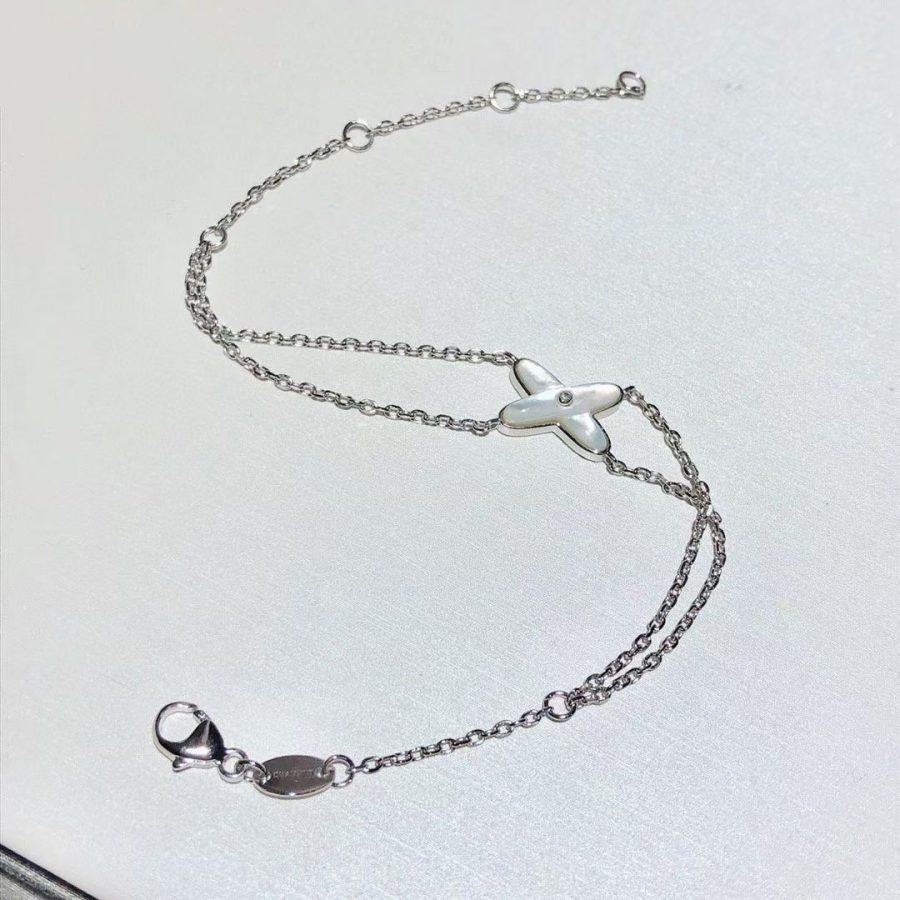 [⭐Maelin]JEUX BRACELET WHITE MOP SILVER 1 DIAMOND