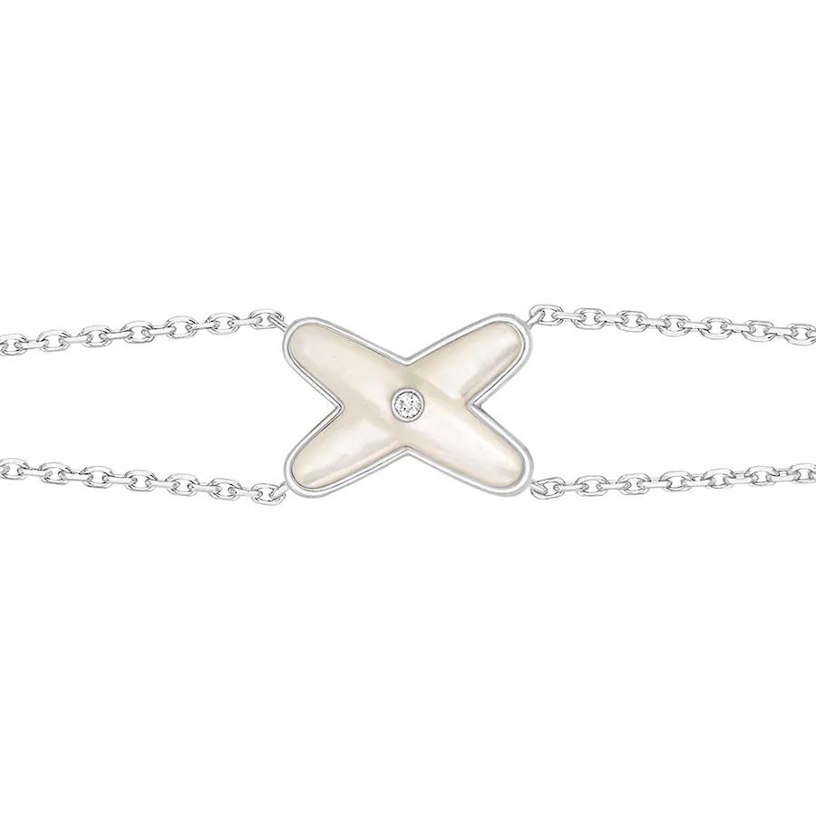 [⭐Maelin]JEUX BRACELET WHITE MOP SILVER 1 DIAMOND