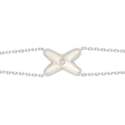 [⭐Maelin]JEUX BRACELET WHITE MOP SILVER 1 DIAMOND
