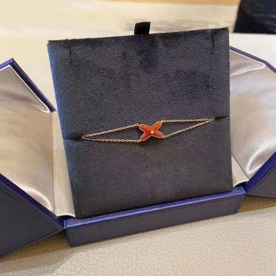 [⭐Maelin]JEUX BRACELET CARNELIAN PINK GOLD 1 DIAMOND
