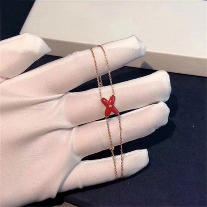 [⭐Maelin]JEUX BRACELET CARNELIAN PINK GOLD 1 DIAMOND