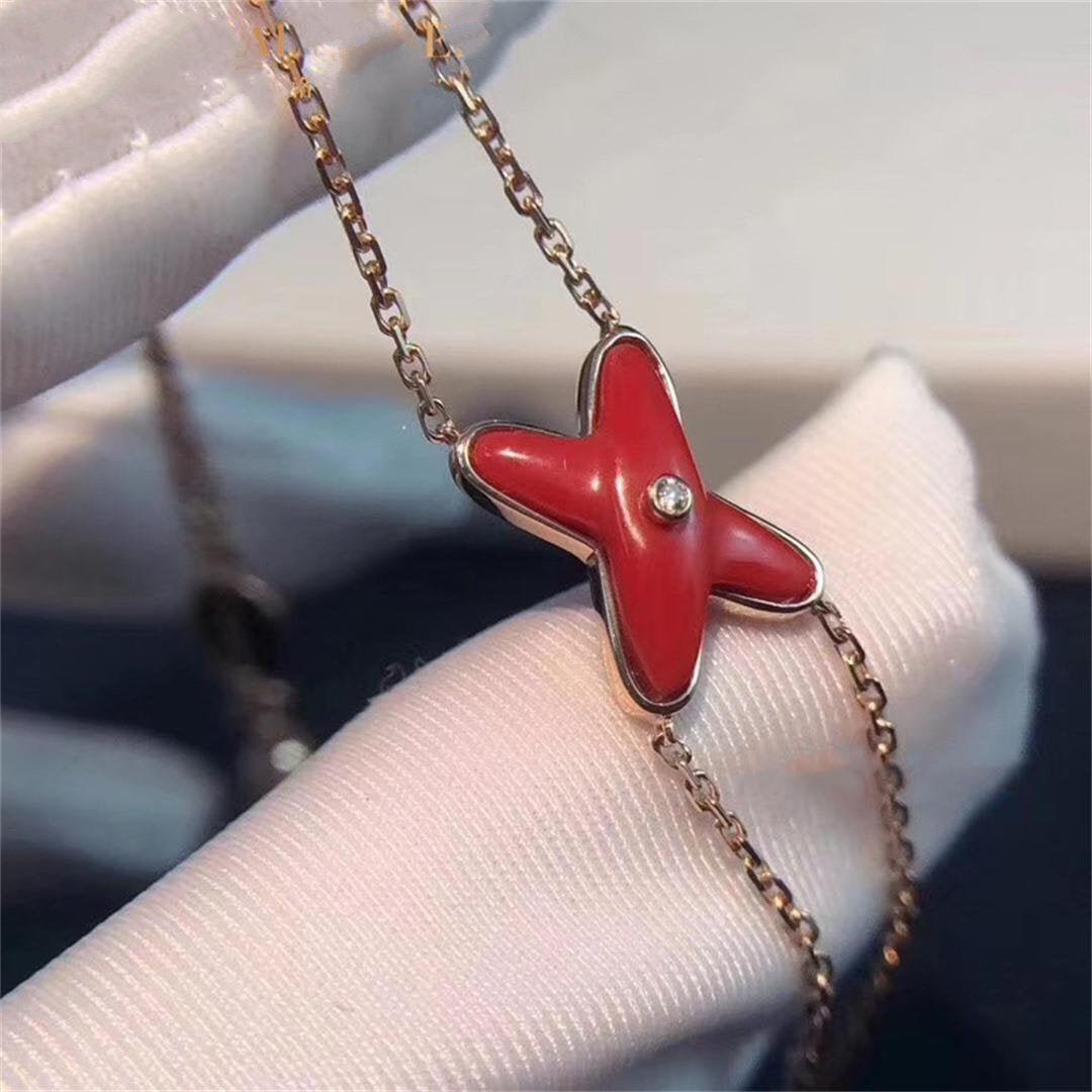 [⭐Maelin]JEUX BRACELET CARNELIAN PINK GOLD 1 DIAMOND