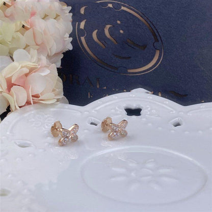 [⭐Maelin]JEUX DE PINK GOLD DIAMOND EARRINGS