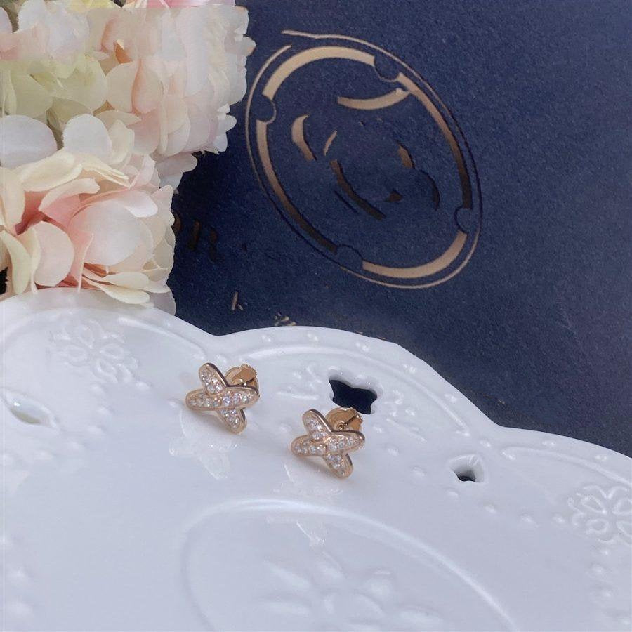 [⭐Maelin]JEUX DE PINK GOLD DIAMOND EARRINGS