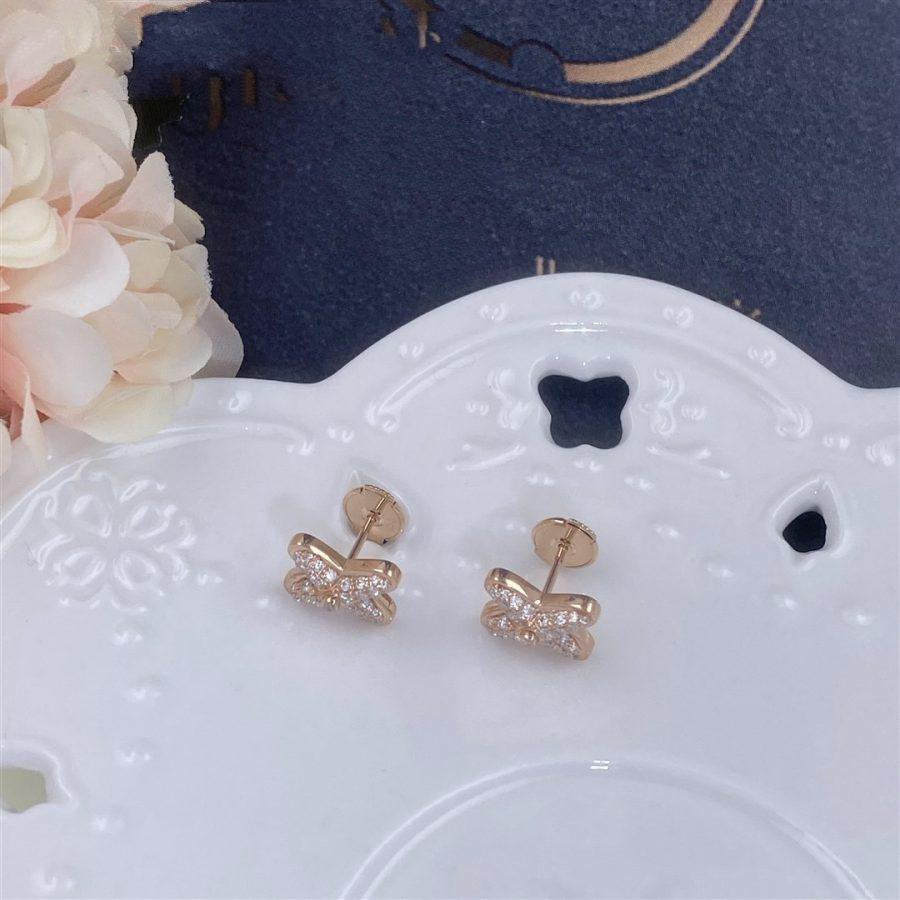 [⭐Maelin]JEUX DE PINK GOLD DIAMOND EARRINGS