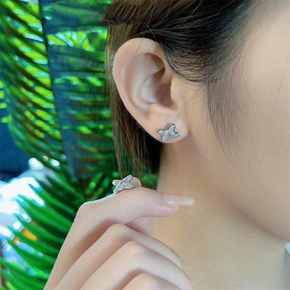 [⭐Maelin]JEUX DE SILVER DIAMOND EARRINGS