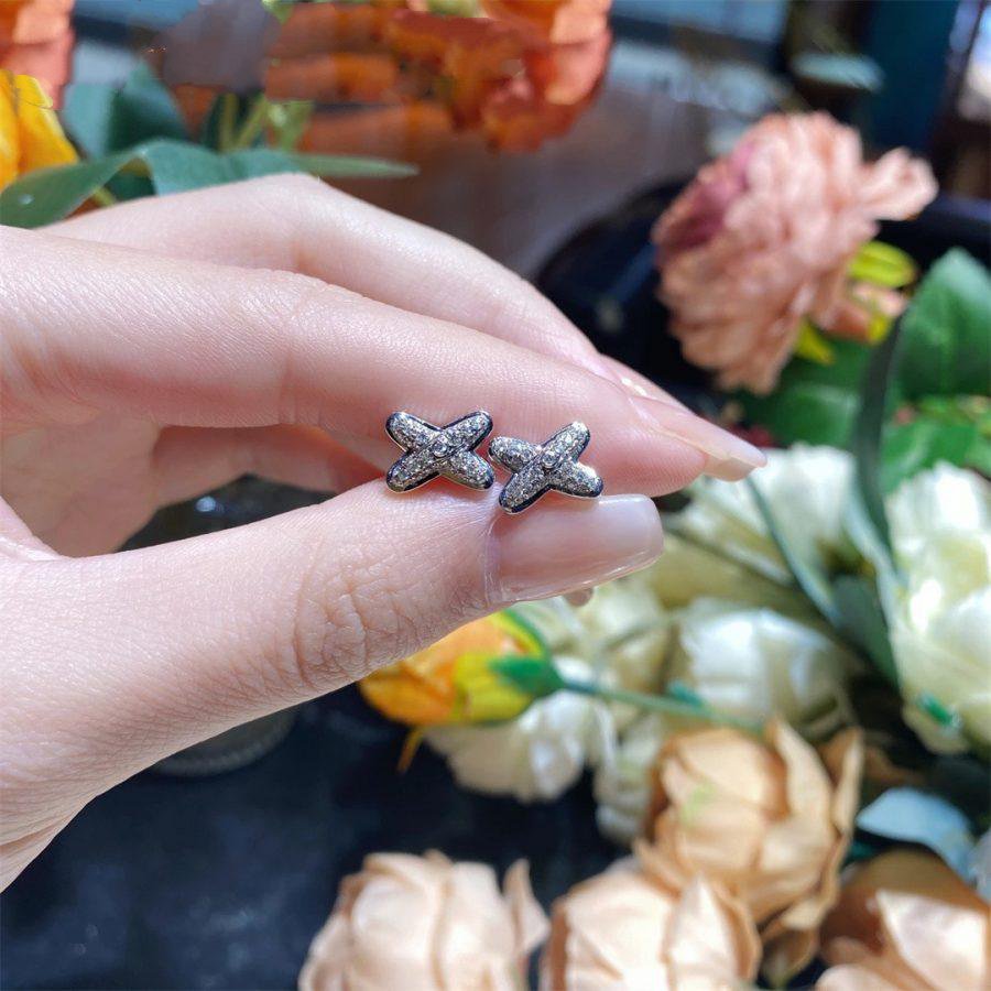 [⭐Maelin]JEUX DE SILVER DIAMOND EARRINGS