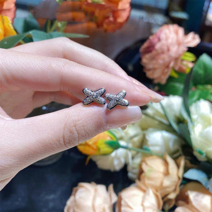 [⭐Maelin]JEUX DE SILVER DIAMOND EARRINGS