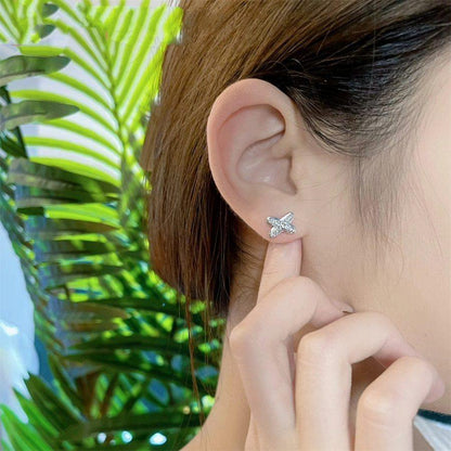 [⭐Maelin]JEUX DE SILVER DIAMOND EARRINGS