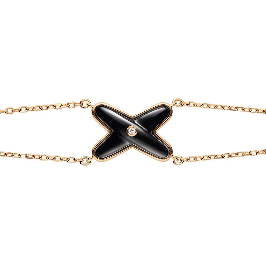 [⭐Maelin]JEUX BRACELET ONYX PINK GOLD 1 DIAMOND