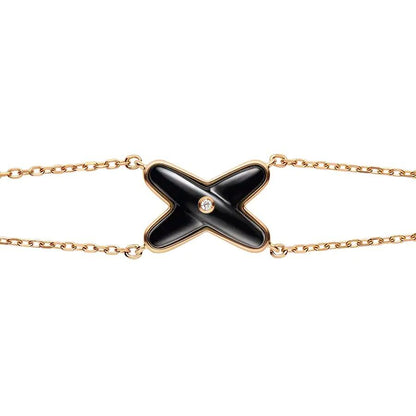 [⭐Maelin]JEUX BRACELET ONYX PINK GOLD 1 DIAMOND