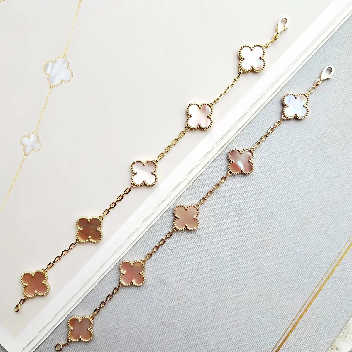 [⭐Maelin] CLOVER 5 MOTIFS  PINK MOP BRACELET COLLECTION