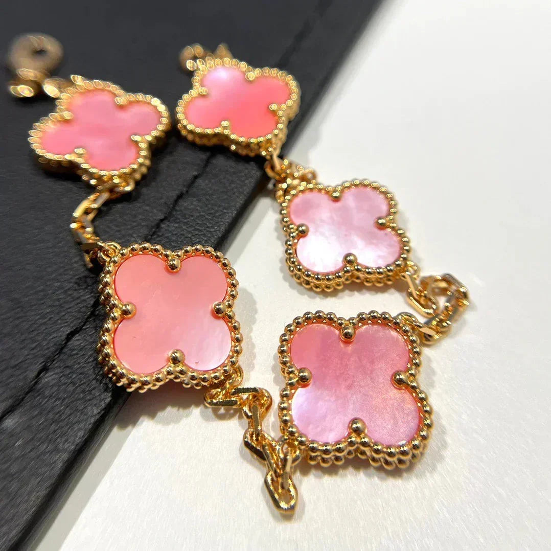 [⭐Maelin] CLOVER 5 MOTIFS  PINK MOP BRACELET COLLECTION