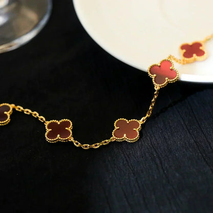[⭐Maelin] CLOVER 5 MOTIF RED CORNELIAN BRACELET COLLECTION
