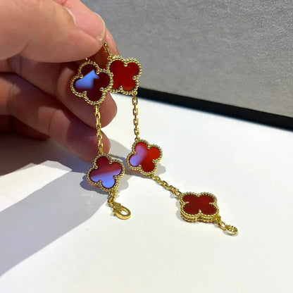 [⭐Maelin] CLOVER 5 MOTIF RED CORNELIAN BRACELET COLLECTION