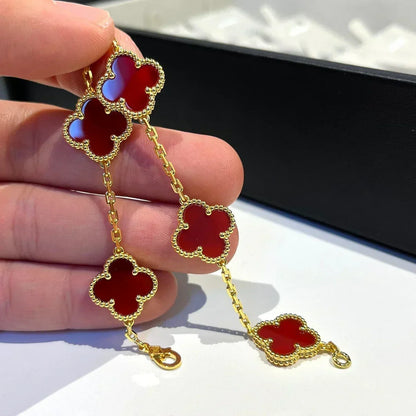 [⭐Maelin] CLOVER 5 MOTIF RED CORNELIAN BRACELET COLLECTION