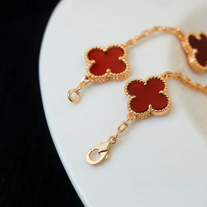 [⭐Maelin] CLOVER 5 MOTIF RED CORNELIAN BRACELET COLLECTION