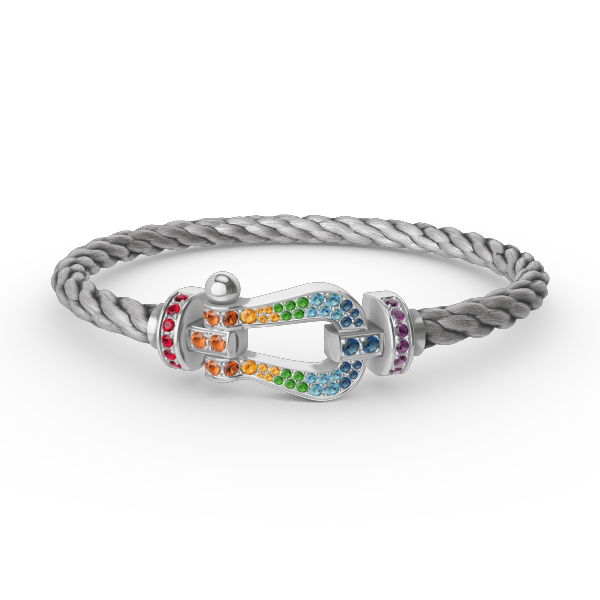 [⭐Maelin]FORC LARGE HORSESHOE  COLORED DIAMOND BRACELET SILVER