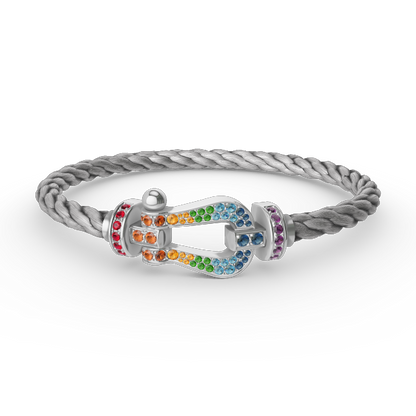 [⭐Maelin]FORC LARGE HORSESHOE  COLORED DIAMOND BRACELET SILVER