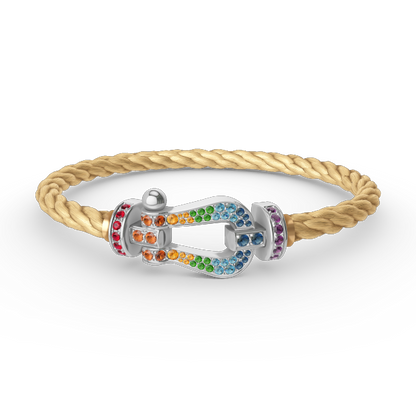 [⭐Maelin]FORC LARGE HORSESHOE  COLORED DIAMOND BRACELET SILVER