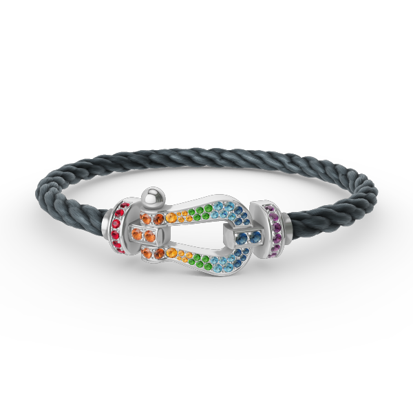 [⭐Maelin]FORC LARGE HORSESHOE  COLORED DIAMOND BRACELET SILVER