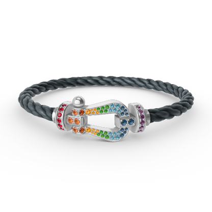 [⭐Maelin]FORC LARGE HORSESHOE  COLORED DIAMOND BRACELET SILVER