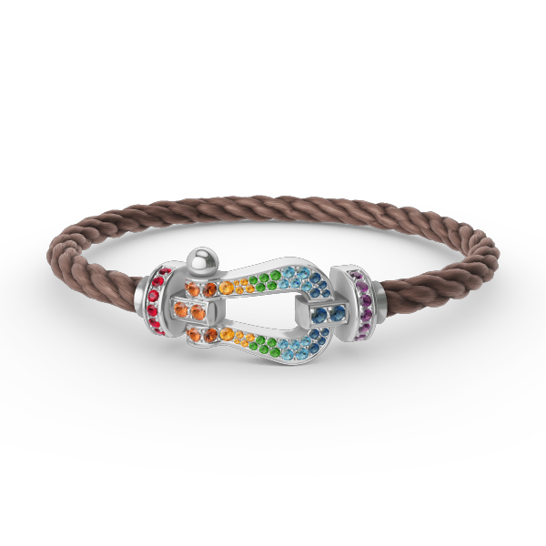 [⭐Maelin]FORC LARGE HORSESHOE  COLORED DIAMOND BRACELET SILVER