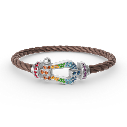 [⭐Maelin]FORC LARGE HORSESHOE  COLORED DIAMOND BRACELET SILVER