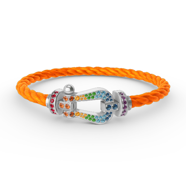 [⭐Maelin]FORC LARGE HORSESHOE  COLORED DIAMOND BRACELET SILVER