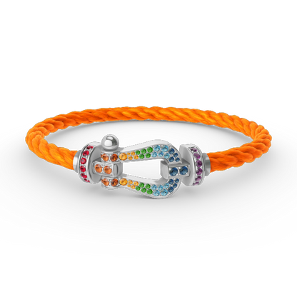 [⭐Maelin]FORC LARGE HORSESHOE  COLORED DIAMOND BRACELET SILVER