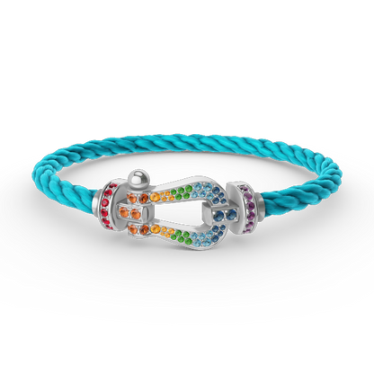 [⭐Maelin]FORC LARGE HORSESHOE  COLORED DIAMOND BRACELET SILVER