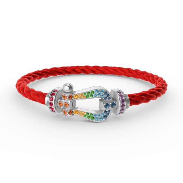 [⭐Maelin]FORC LARGE HORSESHOE  COLORED DIAMOND BRACELET SILVER
