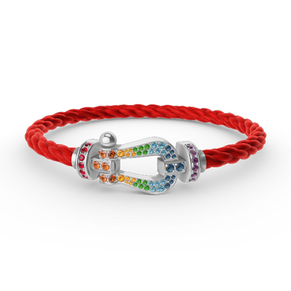 [⭐Maelin]FORC LARGE HORSESHOE  COLORED DIAMOND BRACELET SILVER