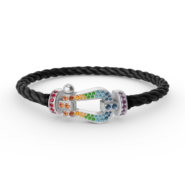 [⭐Maelin]FORC LARGE HORSESHOE  COLORED DIAMOND BRACELET SILVER