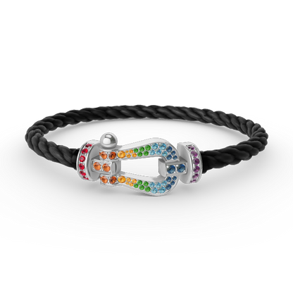 [⭐Maelin]FORC LARGE HORSESHOE  COLORED DIAMOND BRACELET SILVER