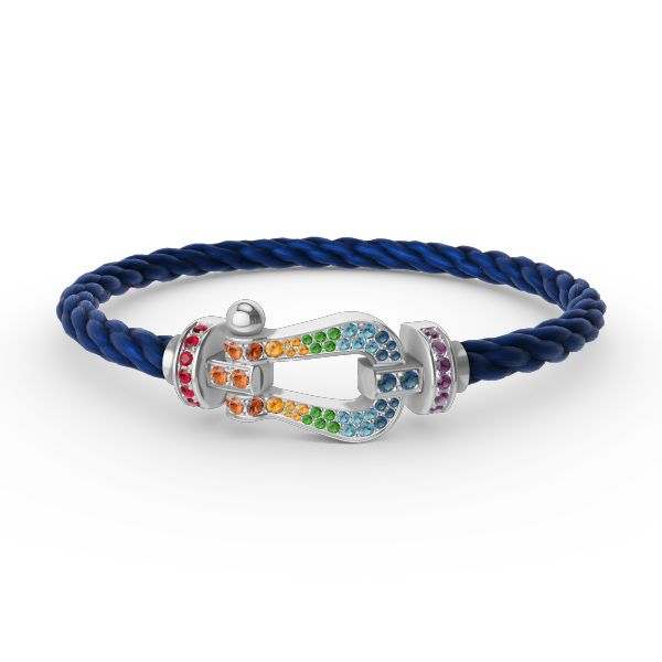 [⭐Maelin]FORC LARGE HORSESHOE  COLORED DIAMOND BRACELET SILVER