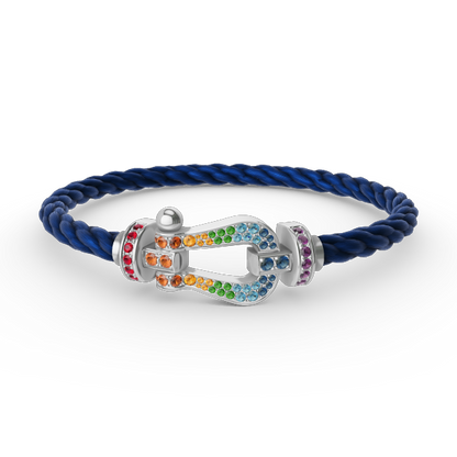 [⭐Maelin]FORC LARGE HORSESHOE  COLORED DIAMOND BRACELET SILVER