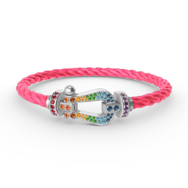 [⭐Maelin]FORC LARGE HORSESHOE  COLORED DIAMOND BRACELET SILVER