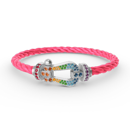 [⭐Maelin]FORC LARGE HORSESHOE  COLORED DIAMOND BRACELET SILVER