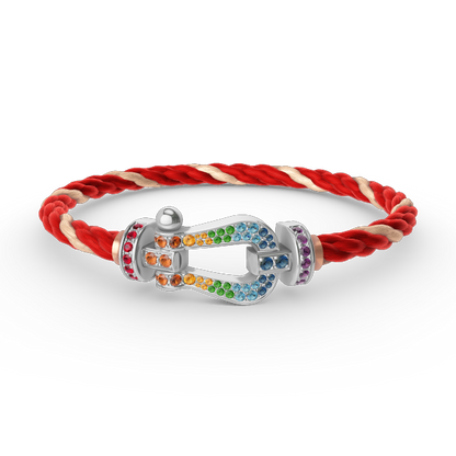 [⭐Maelin]FORC LARGE HORSESHOE  COLORED DIAMOND BRACELET SILVER