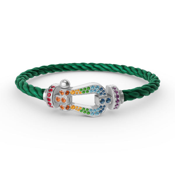 [⭐Maelin]FORC LARGE HORSESHOE  COLORED DIAMOND BRACELET SILVER