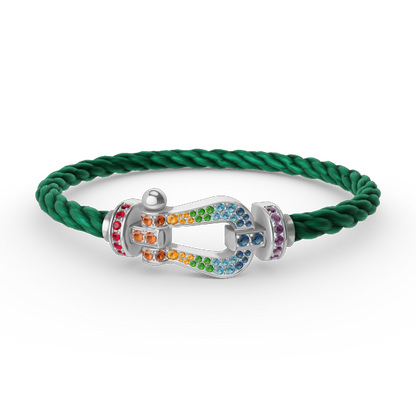 [⭐Maelin]FORC LARGE HORSESHOE  COLORED DIAMOND BRACELET SILVER